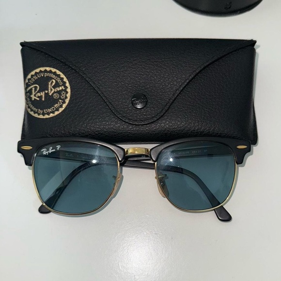 Ray-Ban Black and Gold Sunglasses with Case - Picture 1 of 4